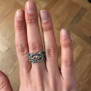 Silver gemstone ring